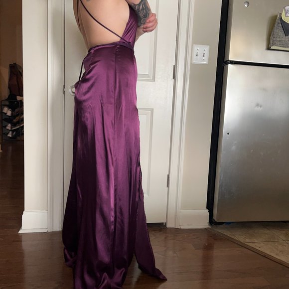 Plum Purple Satin Dress - Picture 4 of 6